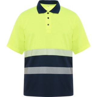 VEGA POLO SHIRT S S NAVY BLUE FLUOR YELLOW