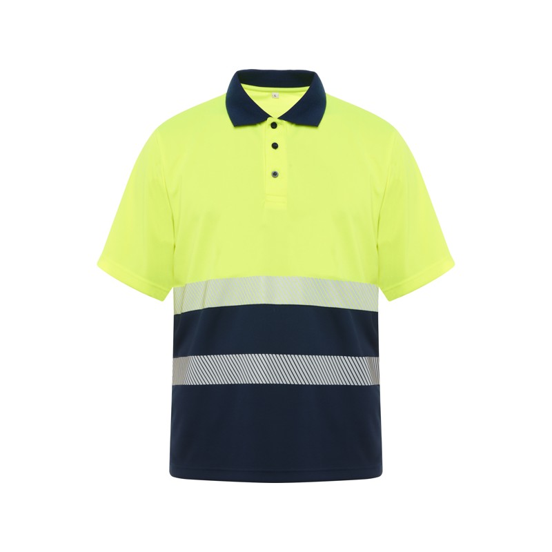 VEGA POLO SHIRT S S NAVY BLUE FLUOR YELLOW