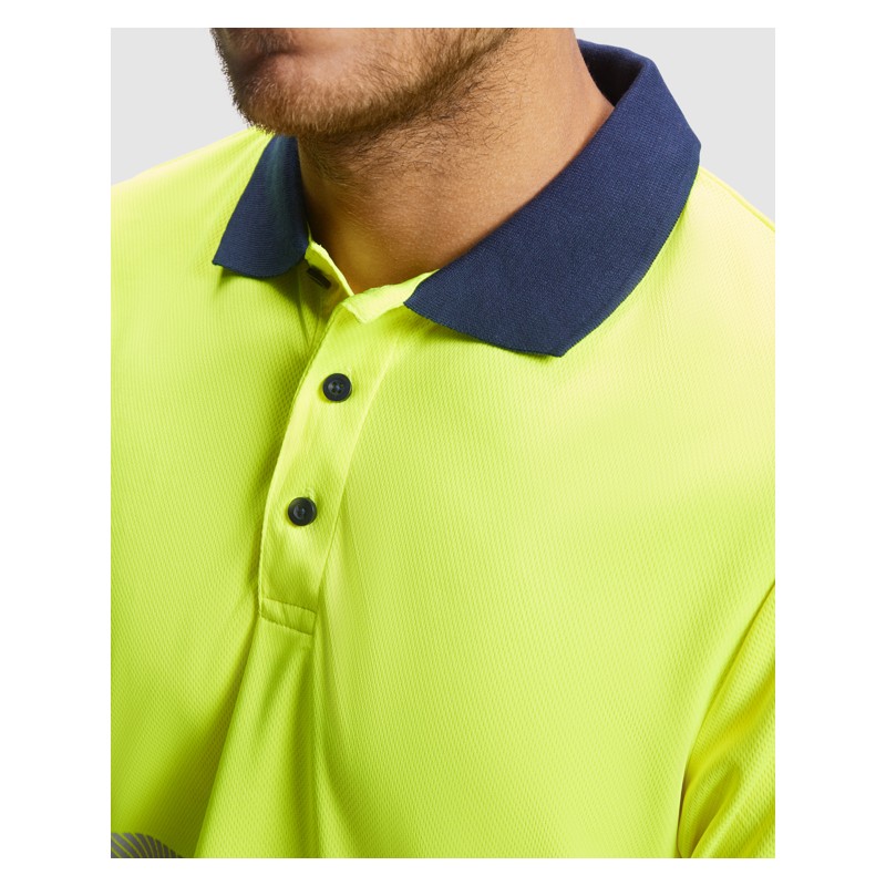 VEGA POLO SHIRT S S NAVY BLUE FLUOR YELLOW