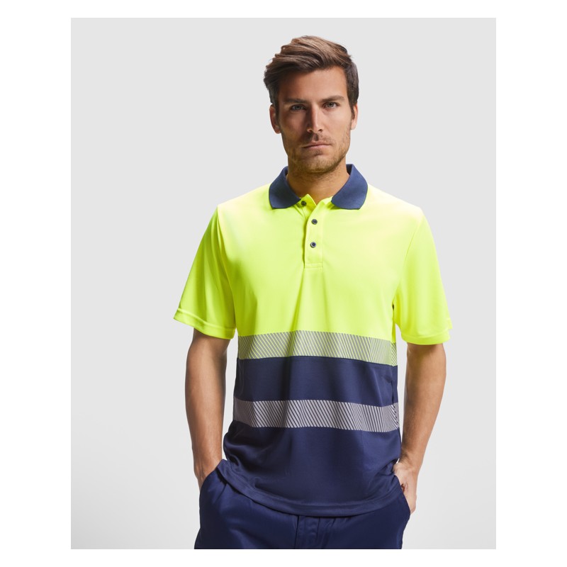 VEGA POLO SHIRT S S NAVY BLUE FLUOR YELLOW